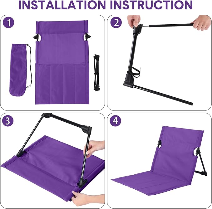 Jetec Foldable Floor Backrest Chair Portable Camping Chair with Storage Bag Light Weight Lazy Seat for Indoor Outdoor Bed Ground Park Lawn Concerts Beach Hiking