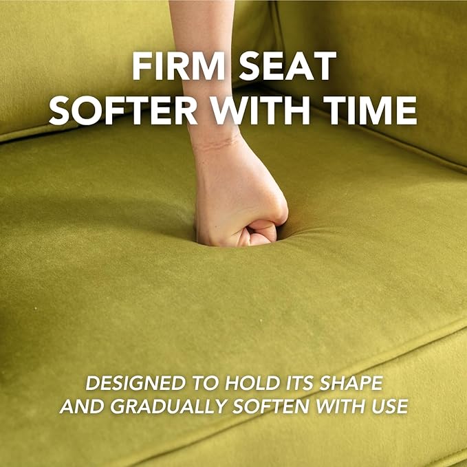 chairus Mid Century Modern Velvet Accent Chair, Vintage Club Armchair with Firm Supportive Seat & Soft Backrest, Comfy Single Sofa Reading Chair for Living Room Bedroom Apartment, Olive Green