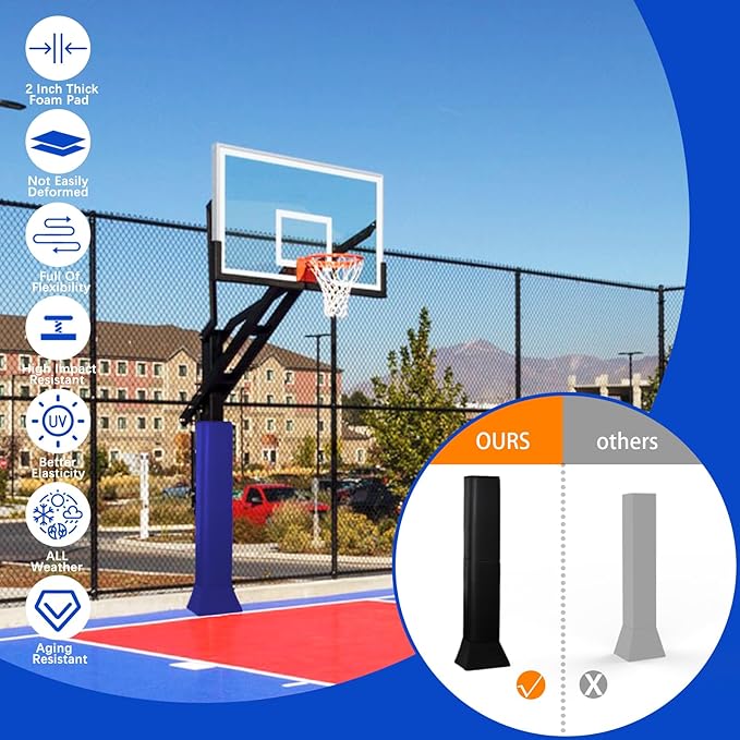 VANCL Square Pole Padding Basketball Pole Pads Heavy Duty Square Pads Outdoor Fits 4"x4", 5"x5", 6"x6",6"x8", 8"x8" Poles Waterproof UV-Resistant Durable Protection Pads