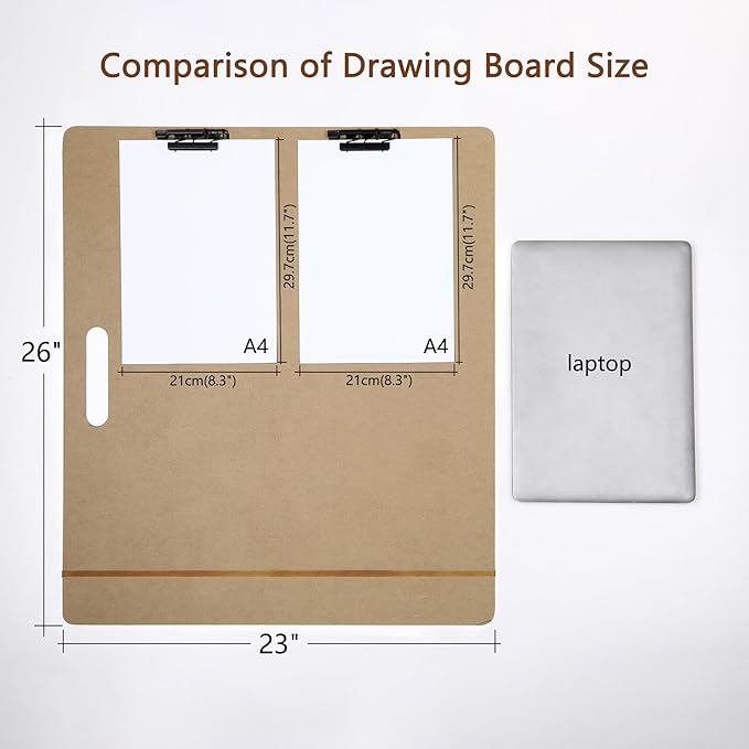 TX liteart Drawing Board - 23" x 26" Sketch Board with Handle for Drafting Art - Portable Sketch Board for Class or Studio Fit in Artists Tote