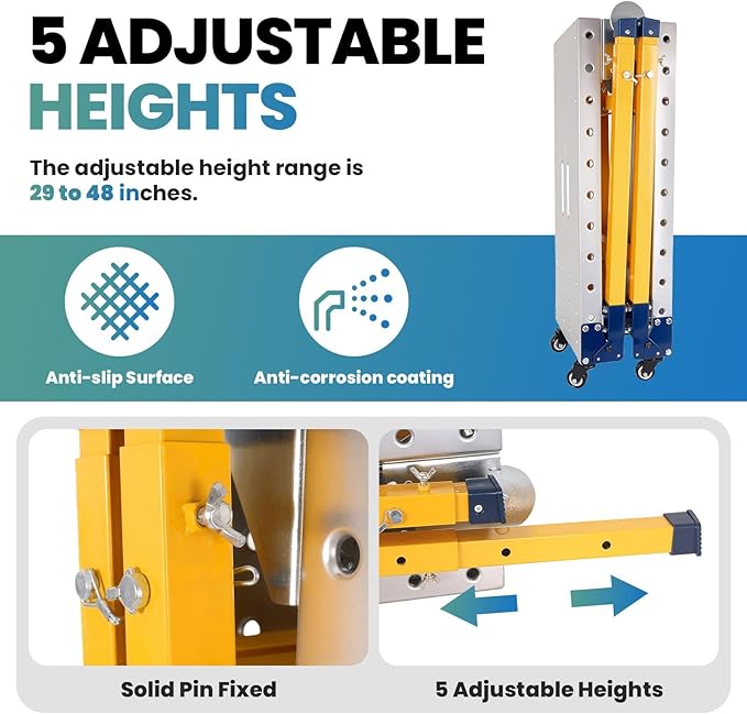 1000 LBS Portable Folding Welding Table | Adjustable Height Work Platform with Casters | Galvanized Steel Construction | Heavy Duty Load Capacity Carbon Steel Work Bench for for Indoor/Outdoor Use