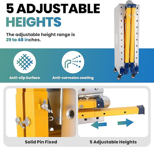 1000 LBS Portable Folding Welding Table | Adjustable Height Work Platform with Casters | Galvanized Steel Construction | Heavy Duty Load Capacity Carbon Steel Work Bench for for Indoor/Outdoor Use