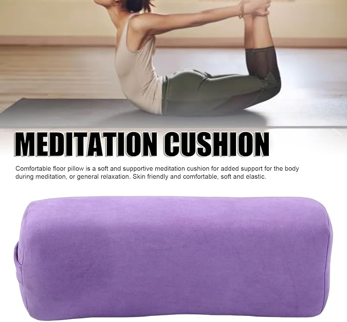 Drfeify Meditation Cushion Pillow Supportive Floor Pillow Rectangular Sponge Easy Carry Handle Washable Cover for Yoga Relaxation (Purple)