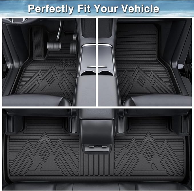 Mixsuper Transit Floor mats-Floor mat for Ford Transit 2022-2026(All Models w/Vinyl Floors),All Weather TPE Floor Liners Protection for Transit Accessories,1st Row Full Set Car Mats, Black