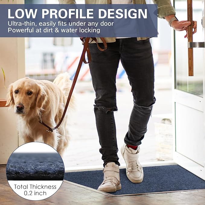Front Door Mat Indoor and Outdoor, Non-Slip Low Profile Doormat 60"x35", Thin Yet Super Water, Quick-Drying, Dirt Resistant,No Shedding Doormats for Entrances, Garage, Pets,Hotel,Office