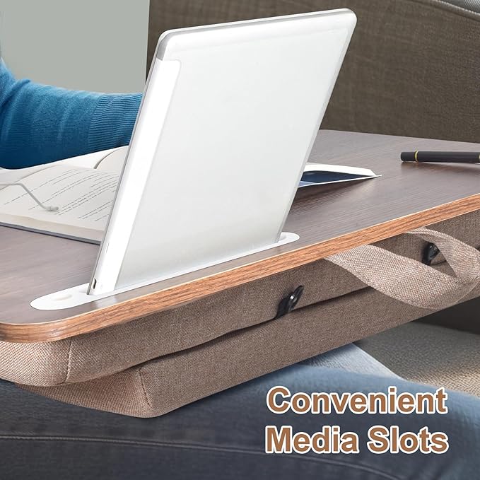 Lap Desk, Lap Desk with Cushion, Fits up to 17 inch Laptop, Premium Portable Laptop Stand Desk with Tray, Pad & Phone Holder, Home Office for Bed/Couch/Car/Reading/Writing