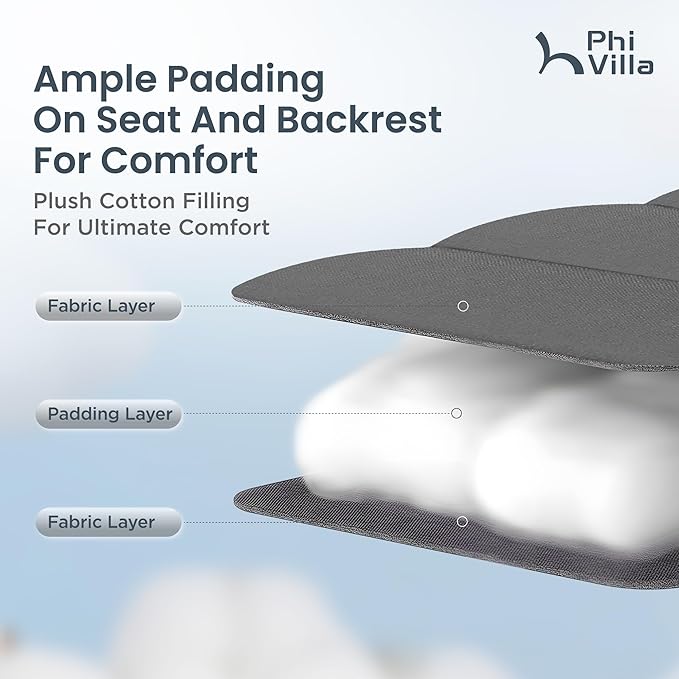 PHI VILLA XXL Oversized Padded Zero Gravity Chair Set of 2, Foldable Patio Recliner, 30" Wide Seat Anti Gravity Lounger with Armrest and Cup Holder, Support 400 LBS (Blue Accents)