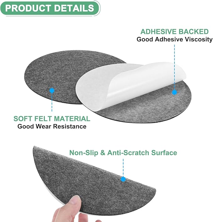 20-Pack Lamp Base Felt, 6.5 Inch Dia. 2mm Thick Self Adhesive Round Fabric Felt Pads for Lamp/Furniture/DIY, Non-Slip Fiber Backed Patch Circles with Adhesive Backing [Grey]
