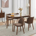 ElfinAura Dining Chair Set of 4, Leather Upholstered Dining Chair with Wood Legs, Wing Backrest, Wooden Kitchen Chair, Kitchen Chairs with Thick Cushions for Dining Room, Living Room, Taupe