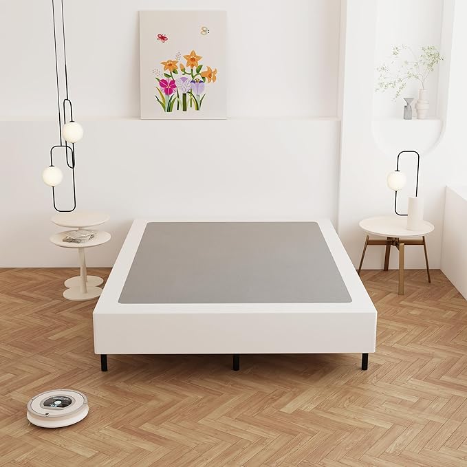 Maenizi 9 Inch Full Size Box Spring, Heavy Duty Metal Box Spring Bed Base with Fabric Cover, Mattress Foundation, Easy Assembly, Noise Free, Black