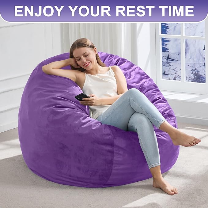 Hobestluk 3FT Bean Bag Chair Giant Bean Bag Chairs for Adults Large Bean Chairs with Removable Cover, Beanbag Chair with Filler, Adult Bean Bag Chairs for Living Room, Bedroom