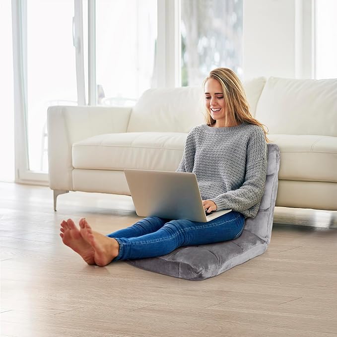 Epetlover 14-Position Adjustable Floor Gaming Chair Foldable Memory Foam Armless Sofa Seat Couch Recliner with Comfy Back Support for Working Meditation Reading, Grey
