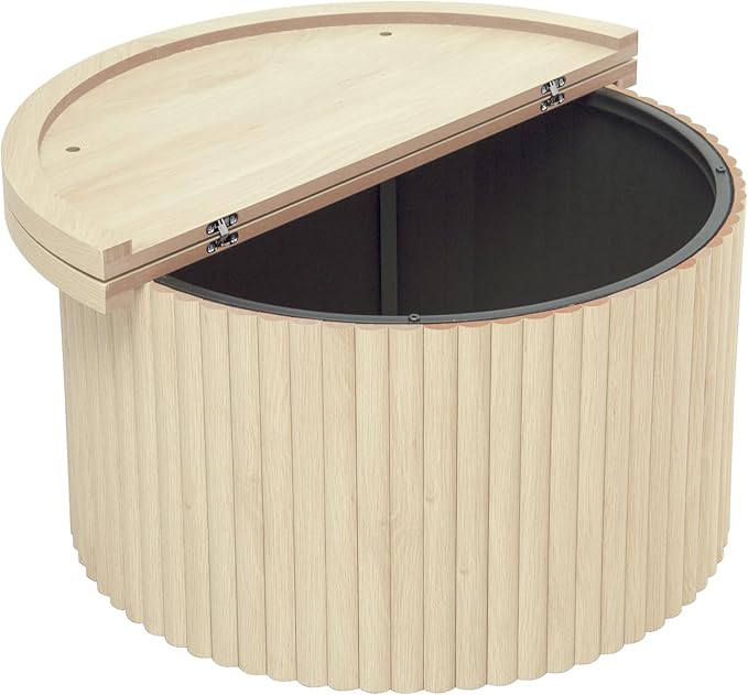 31.54" Round Coffee Table,Modern Drum Side Accent End Table for Living Room,Apartment,Natural