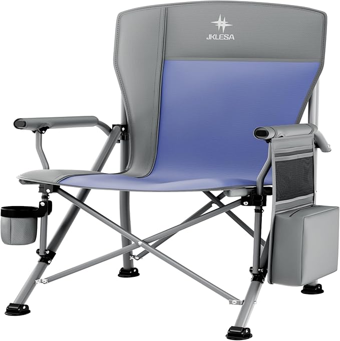 XL Premium Camping Chair - 400lb Capacity, Oversized 23.7" Wide Seat, Heavy Duty 600D Oxford Fabric, Padded Camping Chair Portable for Outdoor, Beach, Tailgate Parties Slate/Navy