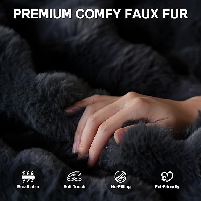 Bean Bag Chair for Adults, Giant Beanbag Lounger with Plush Faux Fur, Comfy Memory Foam Chair Floor Lazy Chair for Living Room Bedroom Dorm Apartment Reading Nook，Dark Grey