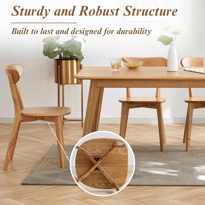 Bamskov 100% Solid Oak Wood Dining Chairs Set of 2 - Mid Century Modern Dining Chairs for Dining Room, Kitchen, and Living Room (Natural)