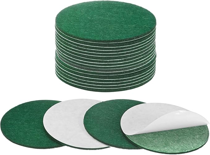 20-Pack Lamp Base Felt, 3 Inch Dia. 2mm Thick Self Adhesive Round Fabric Felt Pads for Lamp/Furniture/DIY, Non-Slip Fiber Backed Patch Circles with Adhesive Backing [Green]