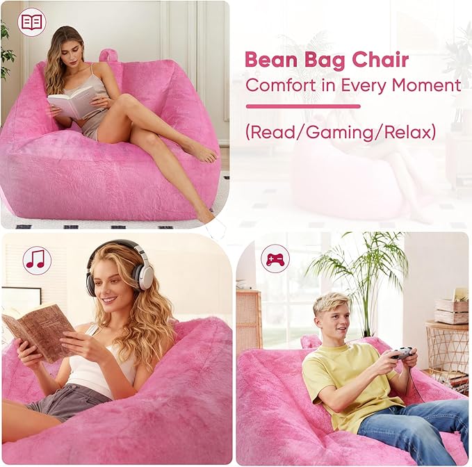 4FT Bean Bag Chair Giant BeanBag Sofa with Memory Foam Filled, Large Bean Bag Chairs for Adults, Adult Bean Bag Chair with Dutch Cover for Living Room Bedroom