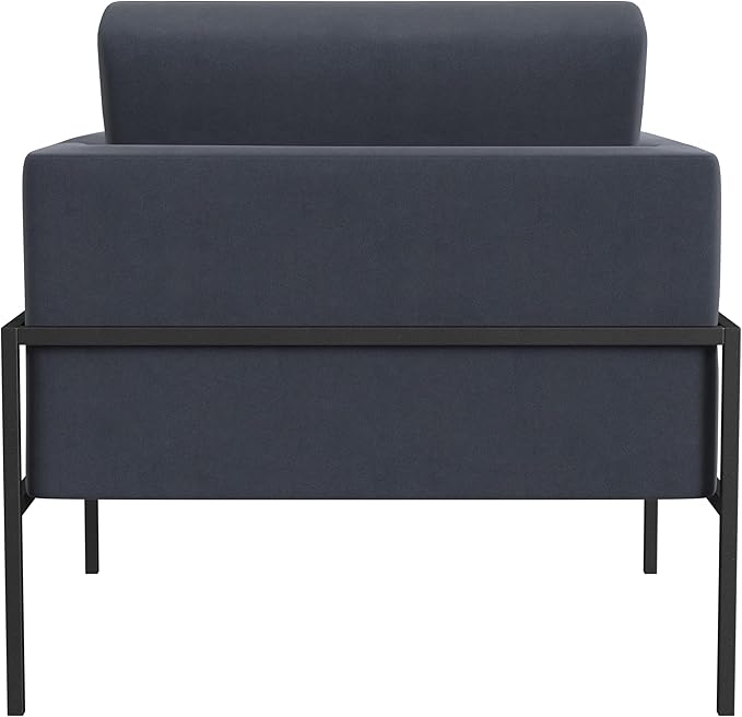 HomePop Modern Metal Frame Accent Chair|Homepop Home Décor|Accent Chairs for Living Room & Bedroom - Steel Blue Velvet