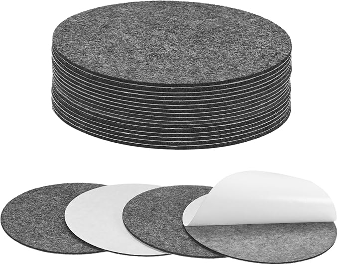 20-Pack Lamp Base Felt, 5 Inch Dia. 2mm Thick Self Adhesive Round Fabric Felt Pads for Lamp/Furniture/DIY, Non-Slip Fiber Backed Patch Circles with Adhesive Backing [Grey]