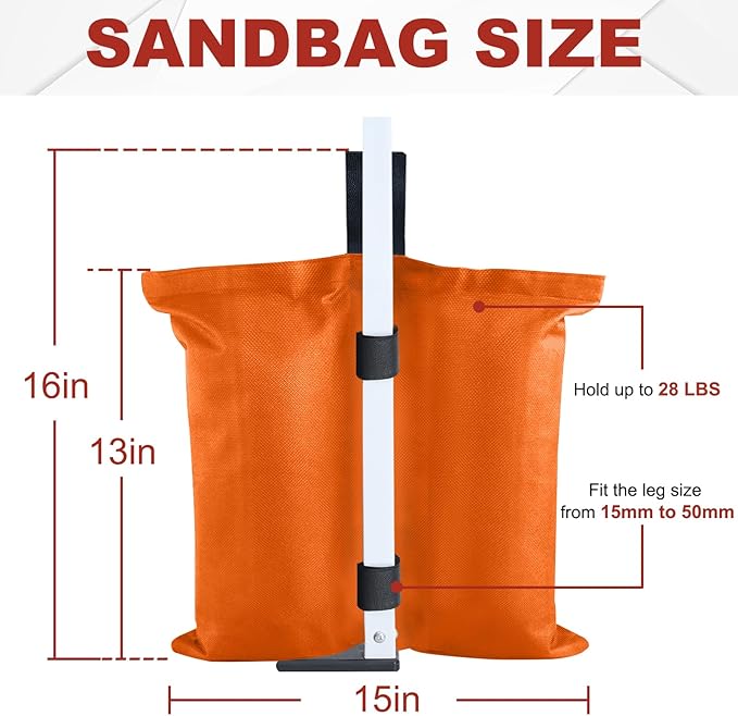 ABCCANOPY Canopy Weights 120 LBS Tent Sand Bags,4pcs-Pack (Orange)