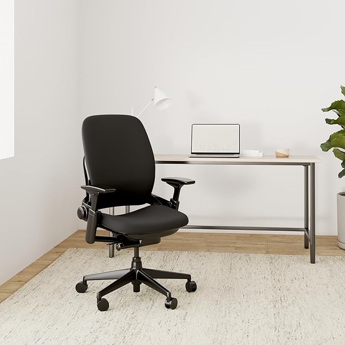 Steelcase Leap V2 Office Chair - Remanufactured by Crandall Office - Ergonomic, Fully Adjustable, 12-Year Warranty, Black Fabric - Premium Work & Home Office Seating