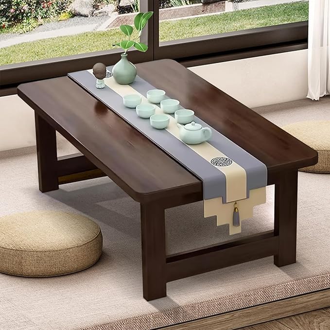 robwibw Japanese Floor Sitting Table, Folding Wood Tea Table Chabudai Japanese Coffee Table Low Table for Living Room Home Tatami Office (A 31.5 * 15.7 * 11.8 INCH)