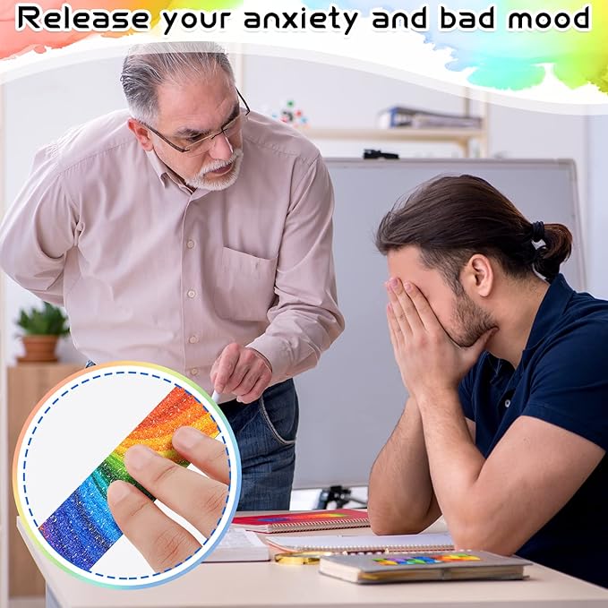 Gersoniel 72 Pcs Anxiety Sensory Stickers Strips Adhesive Textured Mental Health Calm Stickers Mindfulness Fidget Decals Stress Anxiety Relief Items for Therapy Office Desk Counselor(Rainbow)