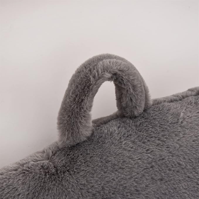 A Nice Night Faux Fur Reading Pillow Bed Wedge Large Adult Children Backrest with Arms Back Support for Sitting Up in Bed/Couch for Bedrest,Gray,Large