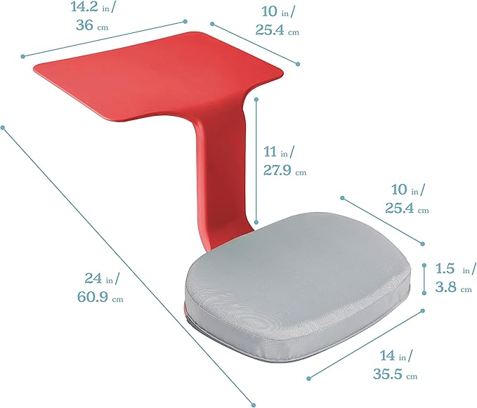 ECR4Kids The Surf Portable Lap Desk with Cushion, Flexible Seating, Red
