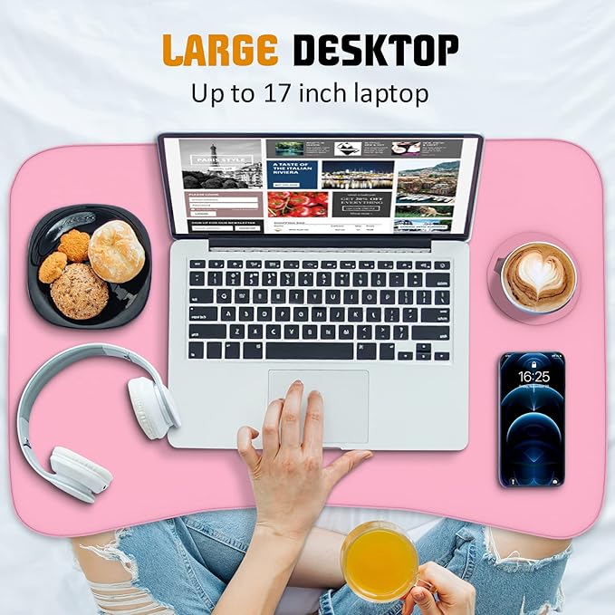 Fayquaze Lap Laptop Desk, Portable Foldable Laptop Bed Table with Storage Drawer and Cup Holder, Lap Desk Lap Bed Stand Tray Table Serving Tray for Eating, Reading and Working