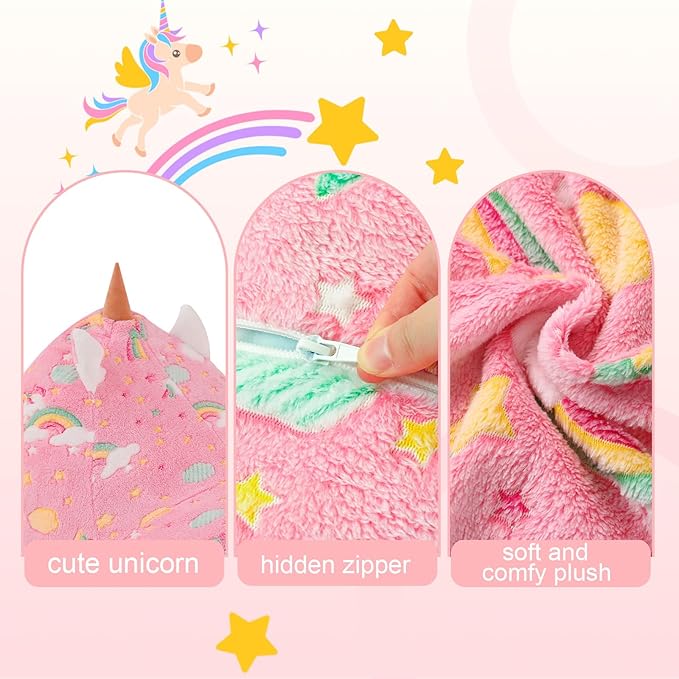 COMAX Bean Bag Chairs for Kids, Kid Beanbag Chair with Filler, Toddler Lounge Bean Chair, Children Lazy Floor Lounger for Girls Boys, Colorful Unicorn