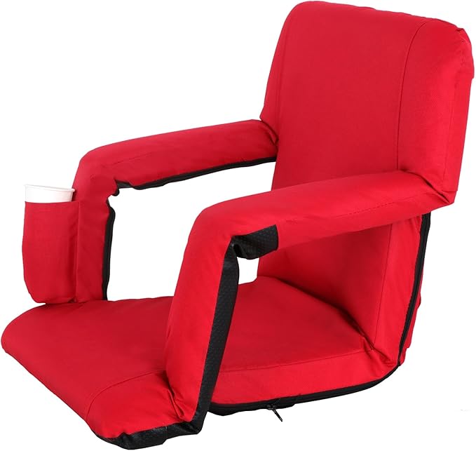 Smartxchoices 20.5"/24.5" Wide Stadium Seat Chair Bleacher Seats Padded with Back Support, Cushion, Arms, Pockets, Anchor Straps, Portable Folding Seat with Shoulder Straps