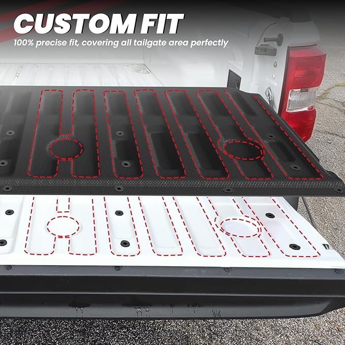 LASFIT Truck Tailgate Mat for Ford Maverick 2026 2025 2024 2023 2022 Hybrid & Gasoline Truck Bed (Not Fit Drop-in Liners) Custom Fit All Weather Protector TPE Easy-Clean Tailgate Liner,1pc Black