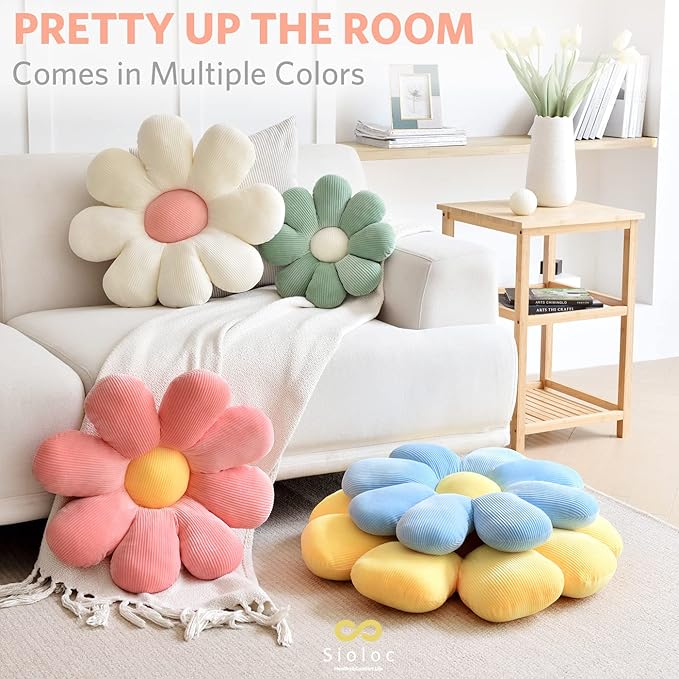 Sioloc Flower Shaped Throw Pillow - Butt Cushion & Seating Cushion, Cute Room Decor & Plush Pillow for Bedroom Sofa Chair (Red, 15.7" )