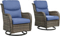 Rilyson Wicker Rocking Chair Swivel Chairs - Rocker Patio Chairs Set of 2 Rattan Rocking Chair for Outdoor Porch Deck Garden Backyard (Mixed Grey/Blue/Smile)