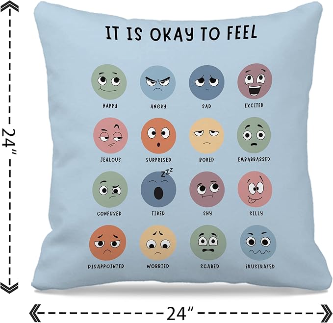 Nogrit Counseling Office Must Haves Blue Pillow Cover, Calming Corner, Mental Health Pillowcase Decor for Home Kids,Mental Health Counselor Gifts, Calming Corner Pillow Covers 24x24