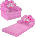 MOONBEEKI Kids Couch Fold Out, Foldable Princess Chair for Toddlers 1-3, Kids Furniture for Playroom, Gift for Birthday Christmas and Halloween, Purple