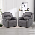 CANMOV Manual Recliner Chair Set of 2, Soft Fabric Overstuffed Recliner Single Sofa Chair for Living Room Bedroom, Heavy Duty and Safety Reclining Mechanism, Dark Grey