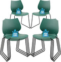 Stackable Waiting Room Chair, Stacking Office Chair with Ergonomic Lumbar Support and Metal Legs, Plastic Desk Chairs for Conference School Church Guest Reception Set of 4, Green