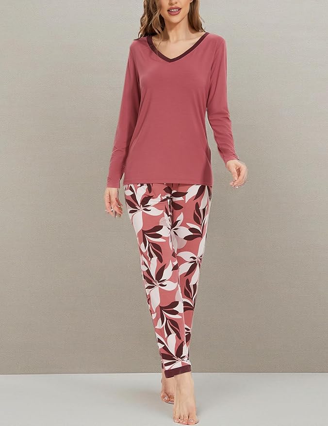 GYS Viscose from Bamboo Women's Pajama Sets Super Soft Long Sleeve Sleepwear Comfy Winter Pjs Sets S-4X