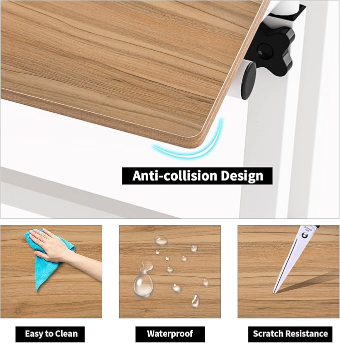 DlandHome Adjustable Rolling Desk Standing Desk, Sit-Stand Desk Cart Mobile Computer Desk Stand Up Desk Office Desk Riser Standing Table Workstation Mobile Desk, Oak