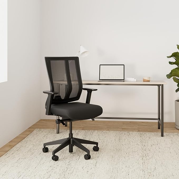 Vari Task Chair- Varidesk Comfortable Ergonomic Office Chair with Mesh, Armrests and Rolling Casters - Easy Assembly, 300lb Capacity - Lumbar and Back Support - Home Office Chair- Black