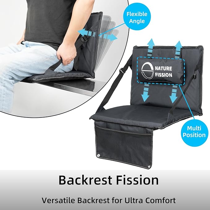 Stadium Seat with Back and Lumbar Support and Padded Cushion Foldable and Portable Perfect for Bleacher Chair in Sports Events and Camping Lawn Use
