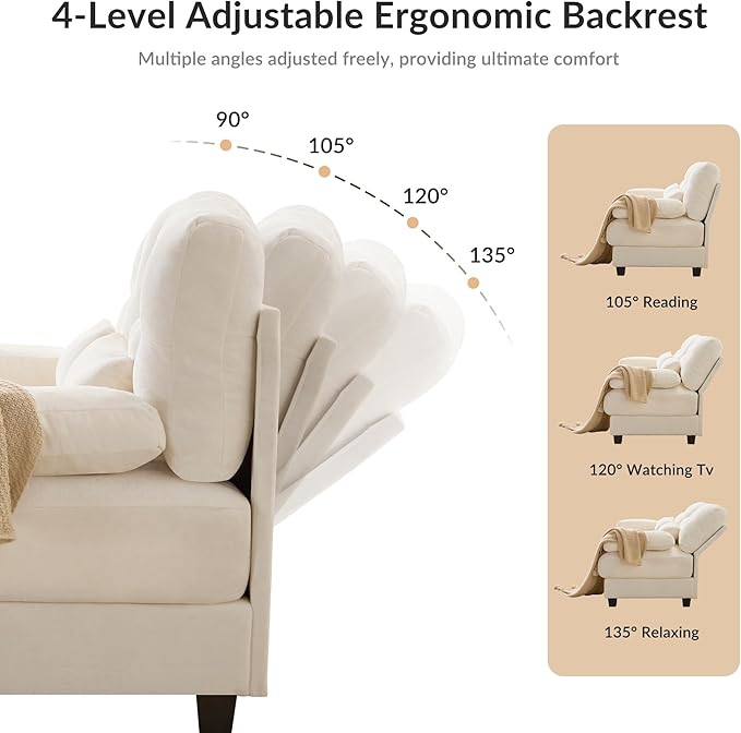 GRAINLLE 119'' Modular Sectional Cloud Couch with 2 Ottoman,Deep Seat Sleeper Sofa U Shaped Sectional Couch,Convertible Upholstered Comfy Chenille Sectional Sofa for Living Room,Bedroom(Ivory)