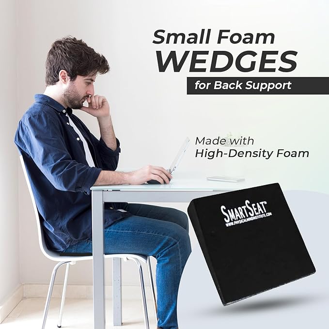 SmartSeat Wedges for Back, Knee & Sit Bone Support Posture Correction Pain Relief and Comfort Ideal for Office Chairs, Home Seating, Yoga, Meditation and Pilates Practice, Small Foam Wedges Pack of 2
