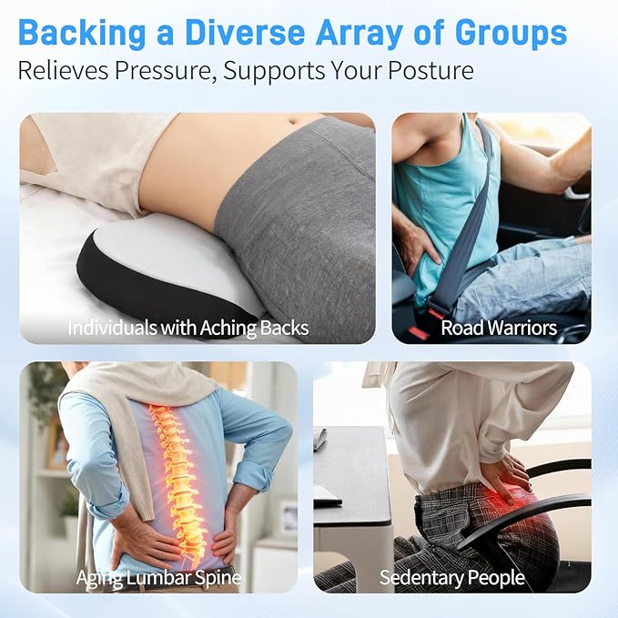 Lumbar Support Pillow for Office Chair - Lumbar Pillow for Car - Ergonomic Lumbar Support Pillow for Car Back Support Cushion