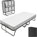 Greenvelly Folding Bed with 5 Inch Mattress, 75” x 31” Portable Rollaway Bed with Memory Mattress, Foldable Bed with Metal Frame for Adults,Guest,Space-Saving