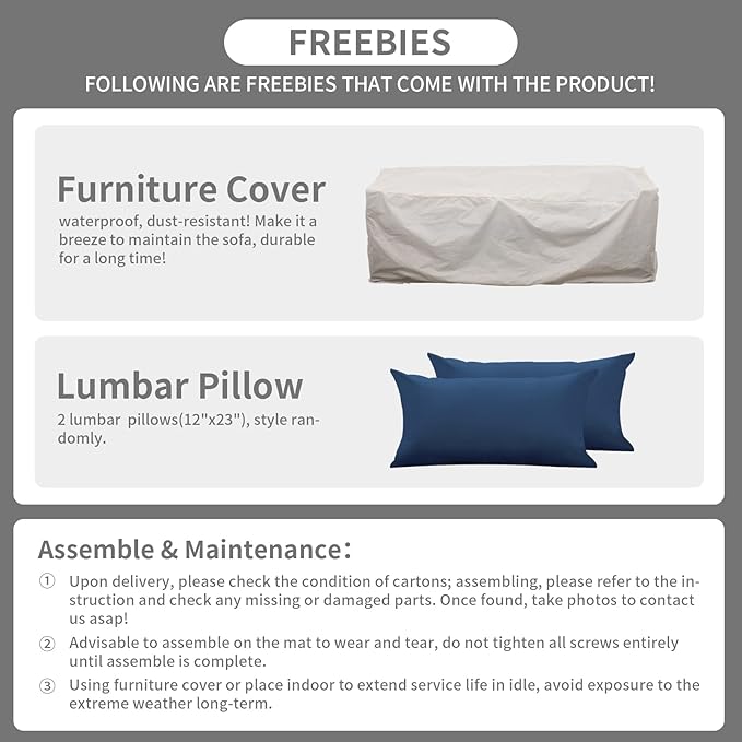 Rattaner Outdoor Furniture Outdoor Couch Grey Wicker Patio Furniture 3-seat Sofa Deep Seat Hight Backrest with Waterproof Cover and Anti-Slip Cushions, Navy Blue