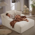 Alpen 66" Oversized Chaise Lounge, Boneless Couch Indoor, Corduroy Couch Boneless Sofa Chair for Reading with Wide Armrest and 3 Throw Pillows, No Assembly Required, Milky White